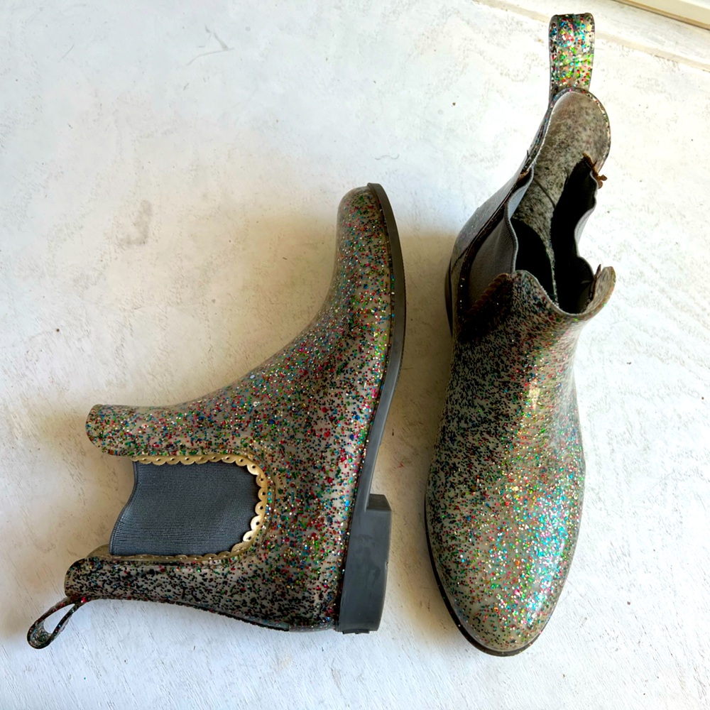Jack Rogers glitter rubber rain booties